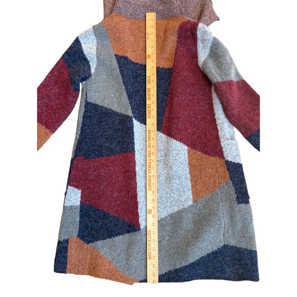 MaxSport Geometric Colorblock Open Cardigan Soft Sweater Cozy Small Womens 36" - Picture 8 of 11